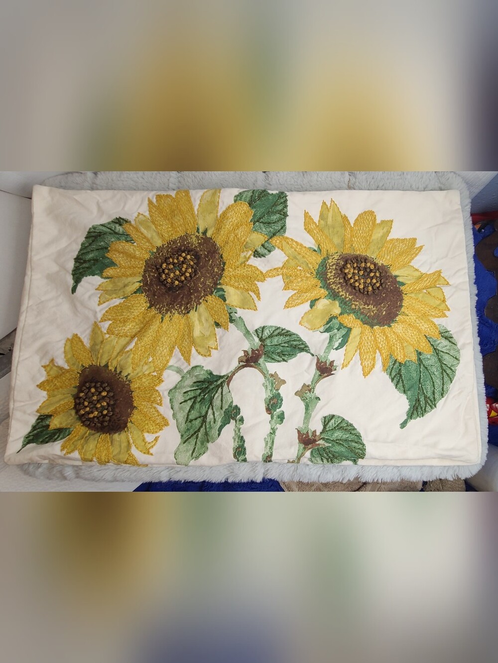 RARE (2) Pottery Barn SUNFLOWER EMBROIDERED Pillow Cover 16”x26” FALL HOLIDAY